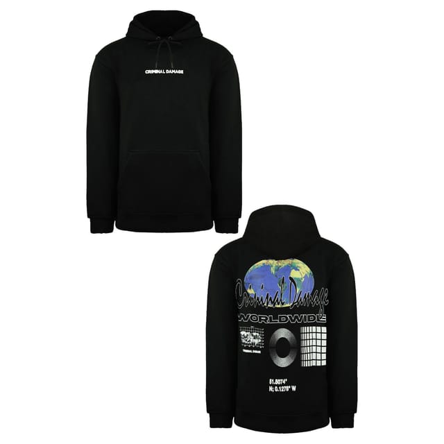 Criminal Damage Criminal Damage Men's Worldwide Black Cotton Hoodie - 3