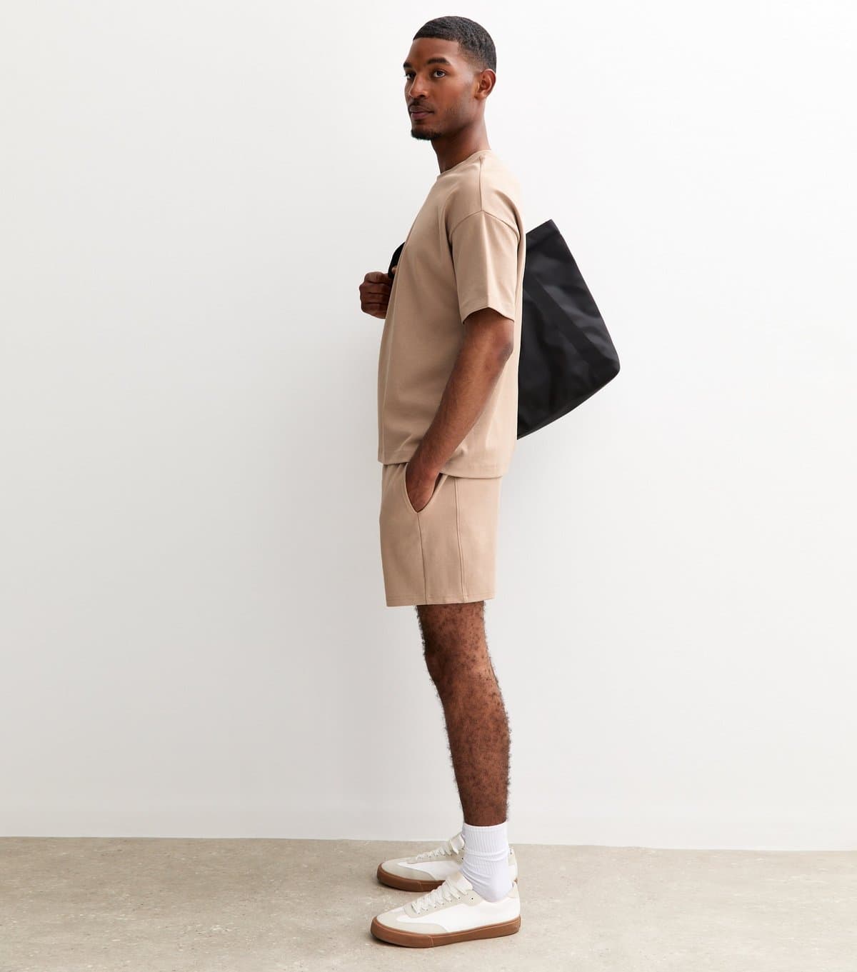 New Look Men's Tan Regular Panelled Jersey Shorts New Look