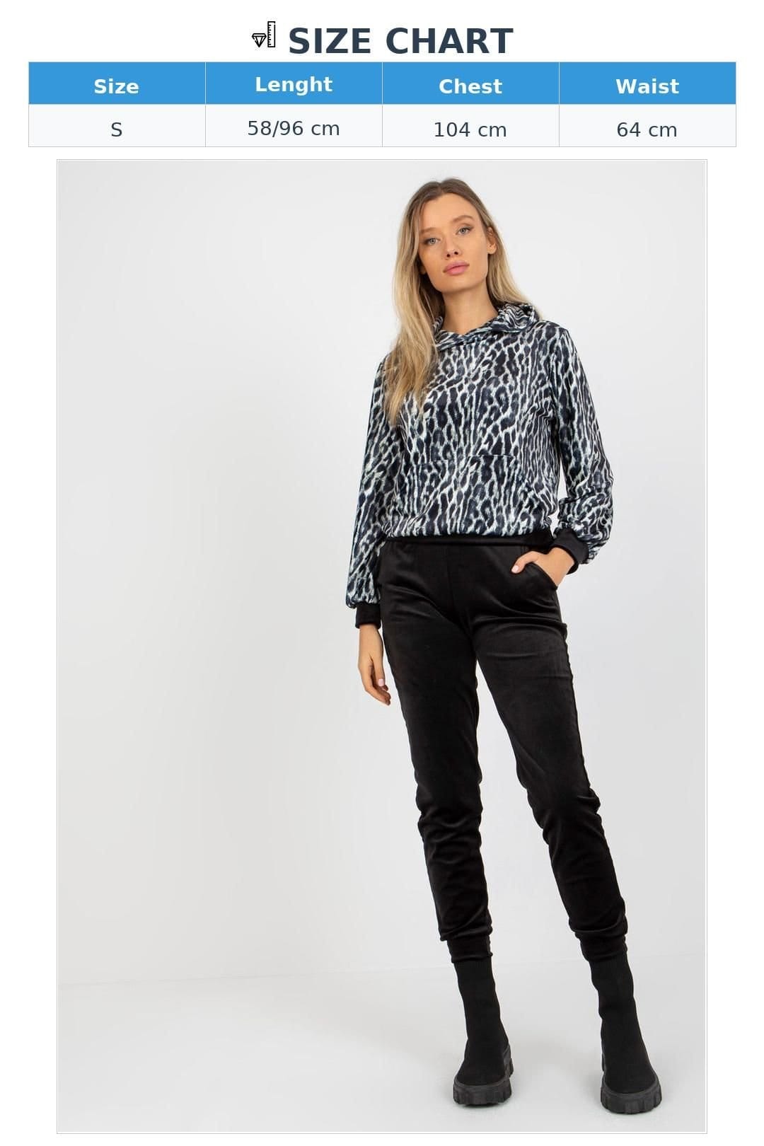 Love Lace Love Lace Women's Velour Animal Print Hoodie Sweatpants Set in Black - 4