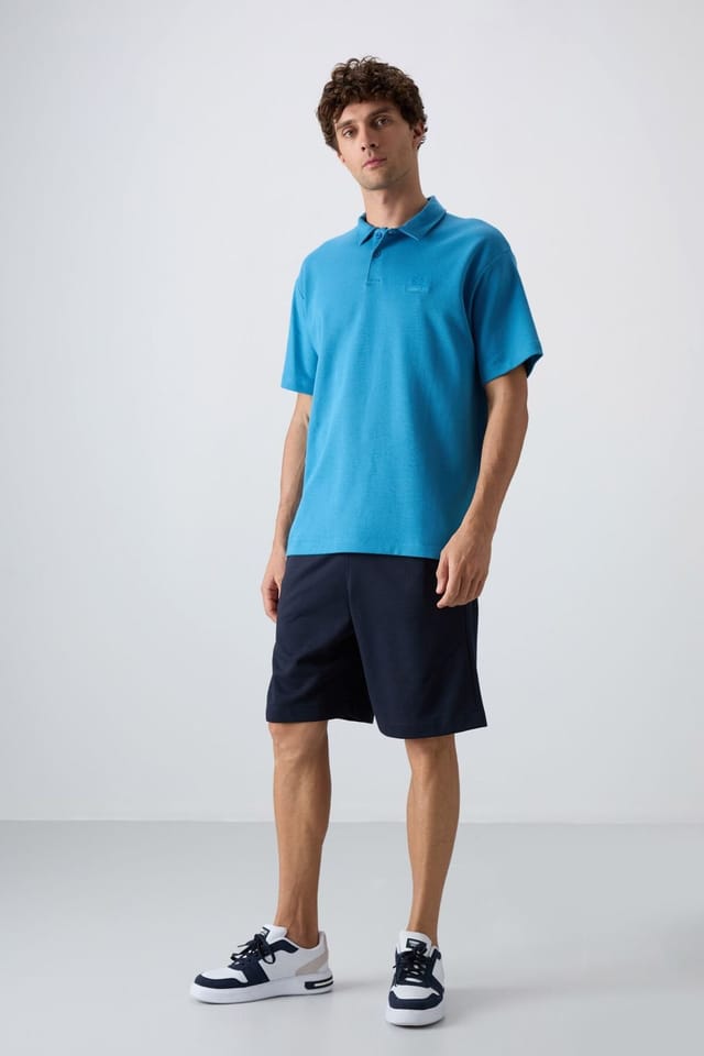 Tommy Life Tommy Life Men's Oversized Polo T-Shirt in Blue - 2