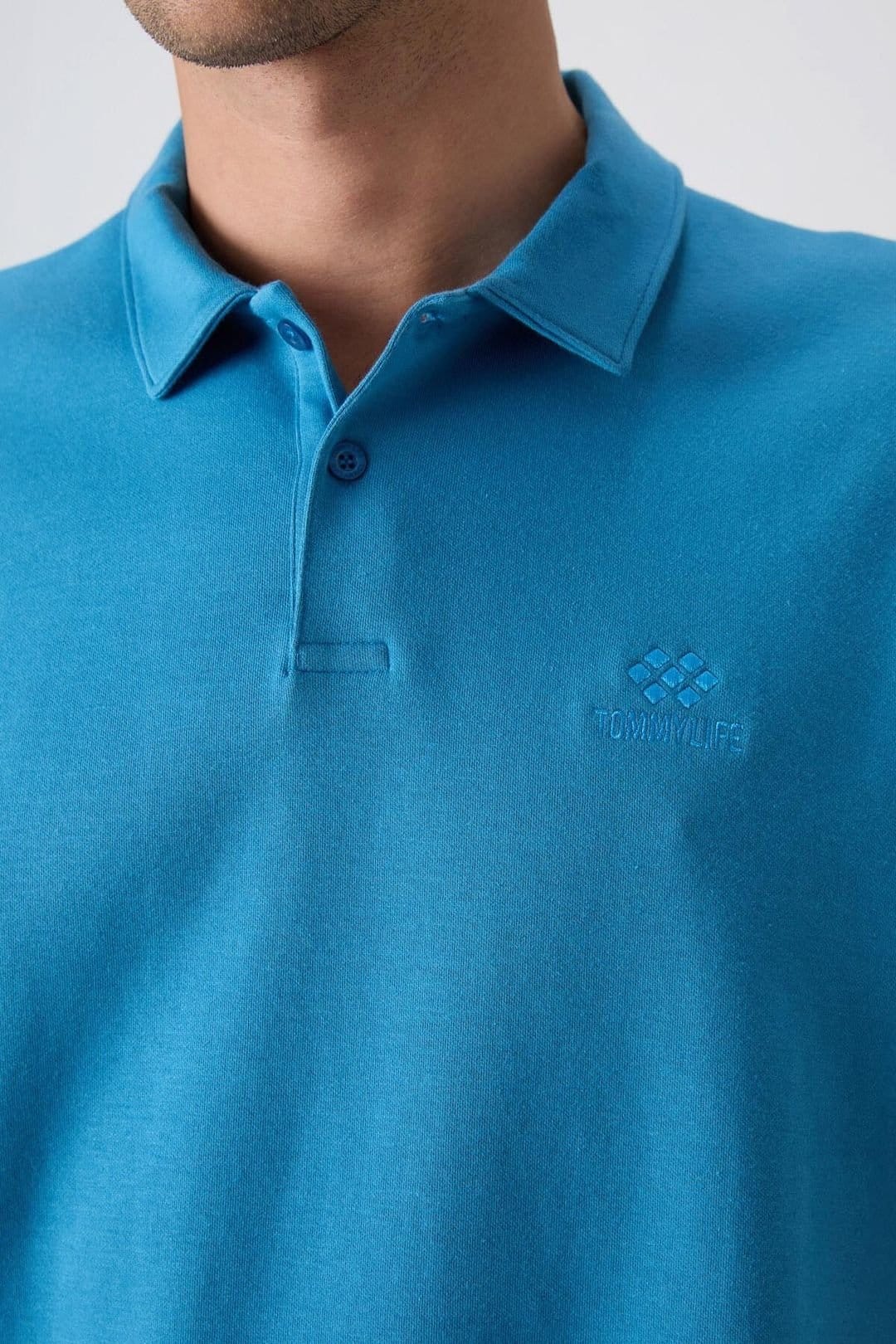 Tommy Life Tommy Life Men's Oversized Polo T-Shirt in Blue - 4