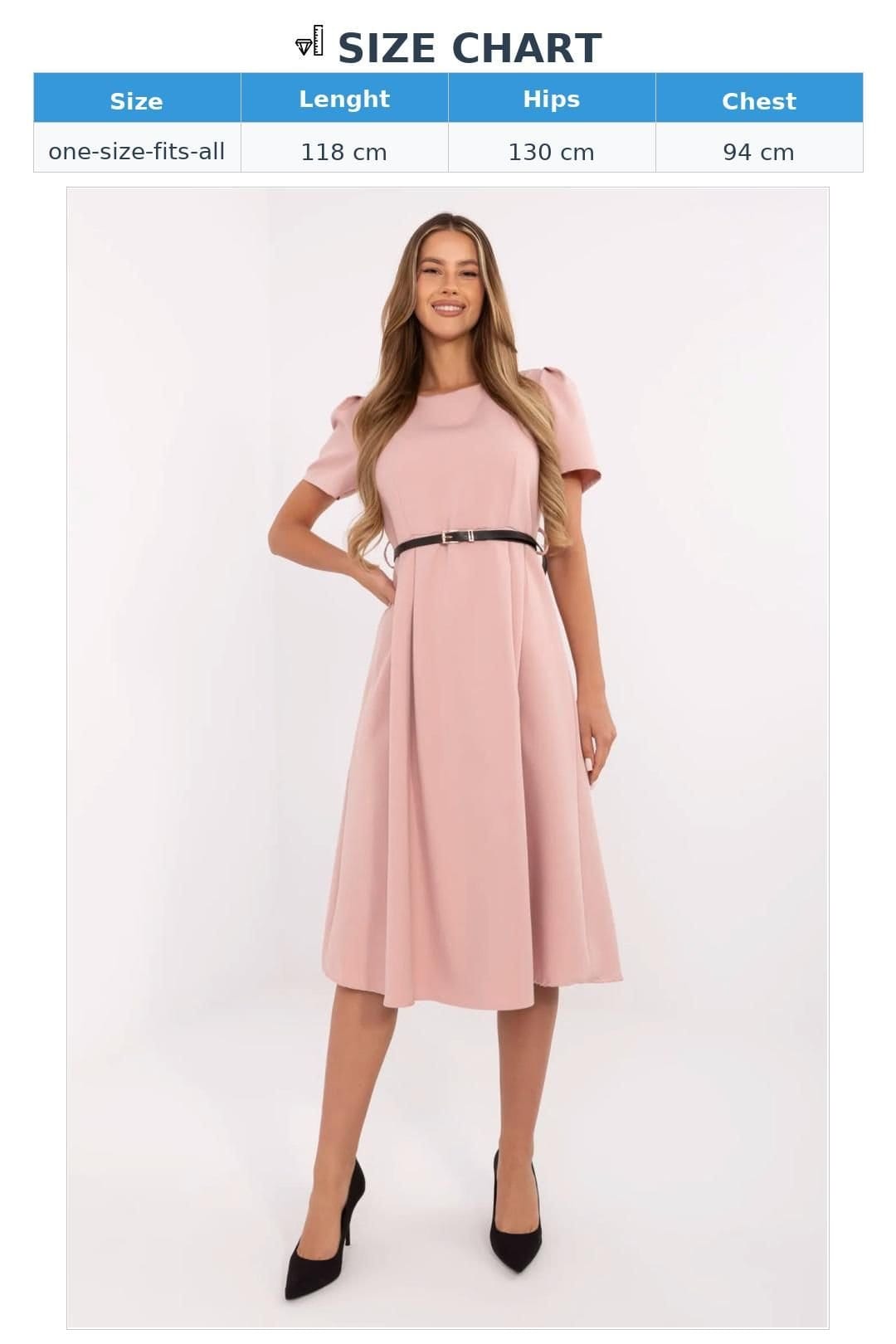 Love Lace Love Lace Women's Classic Midi Flared Dress with Belt in Pink - 4