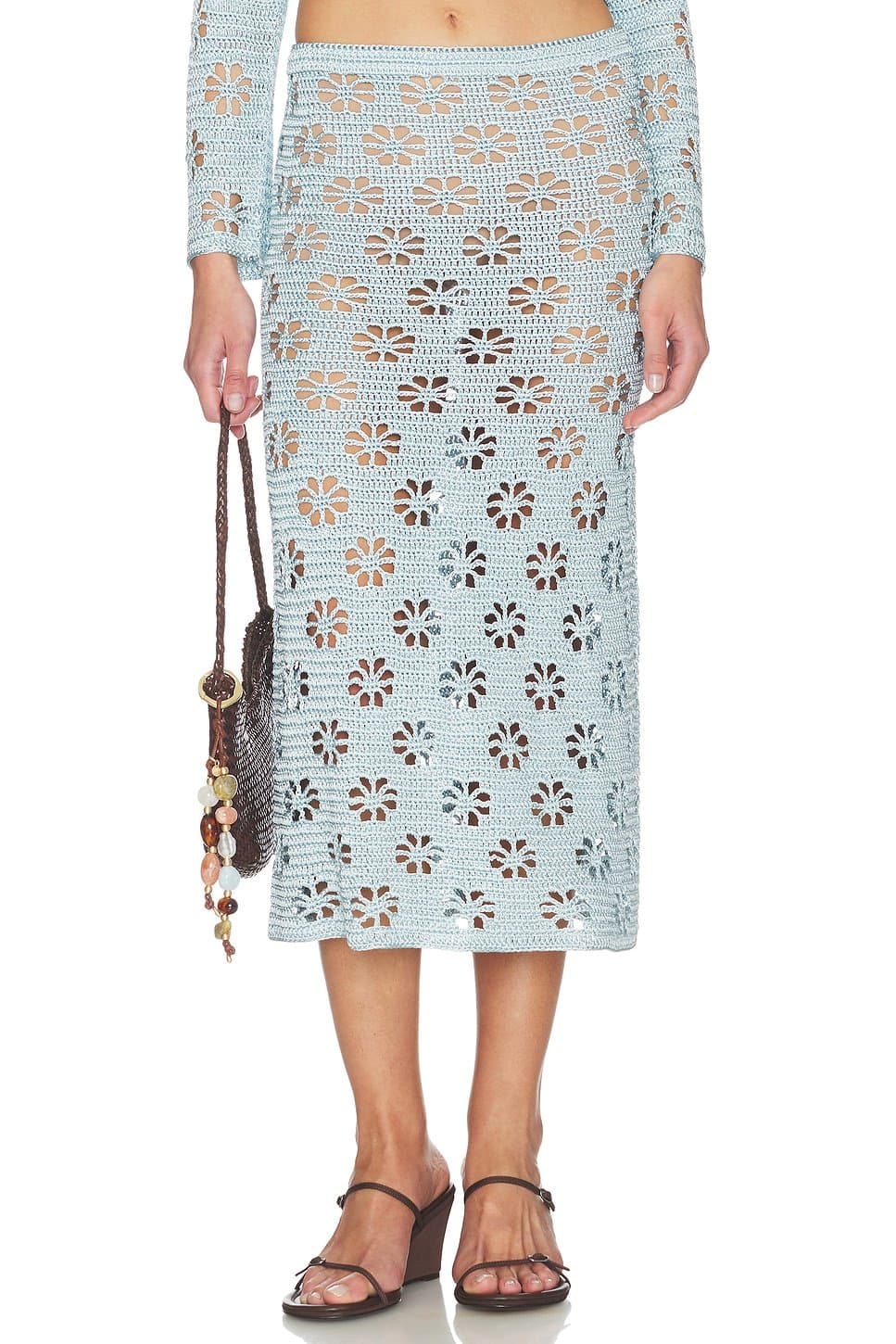 revolve Revolve Floral Crochet Midi Skirt