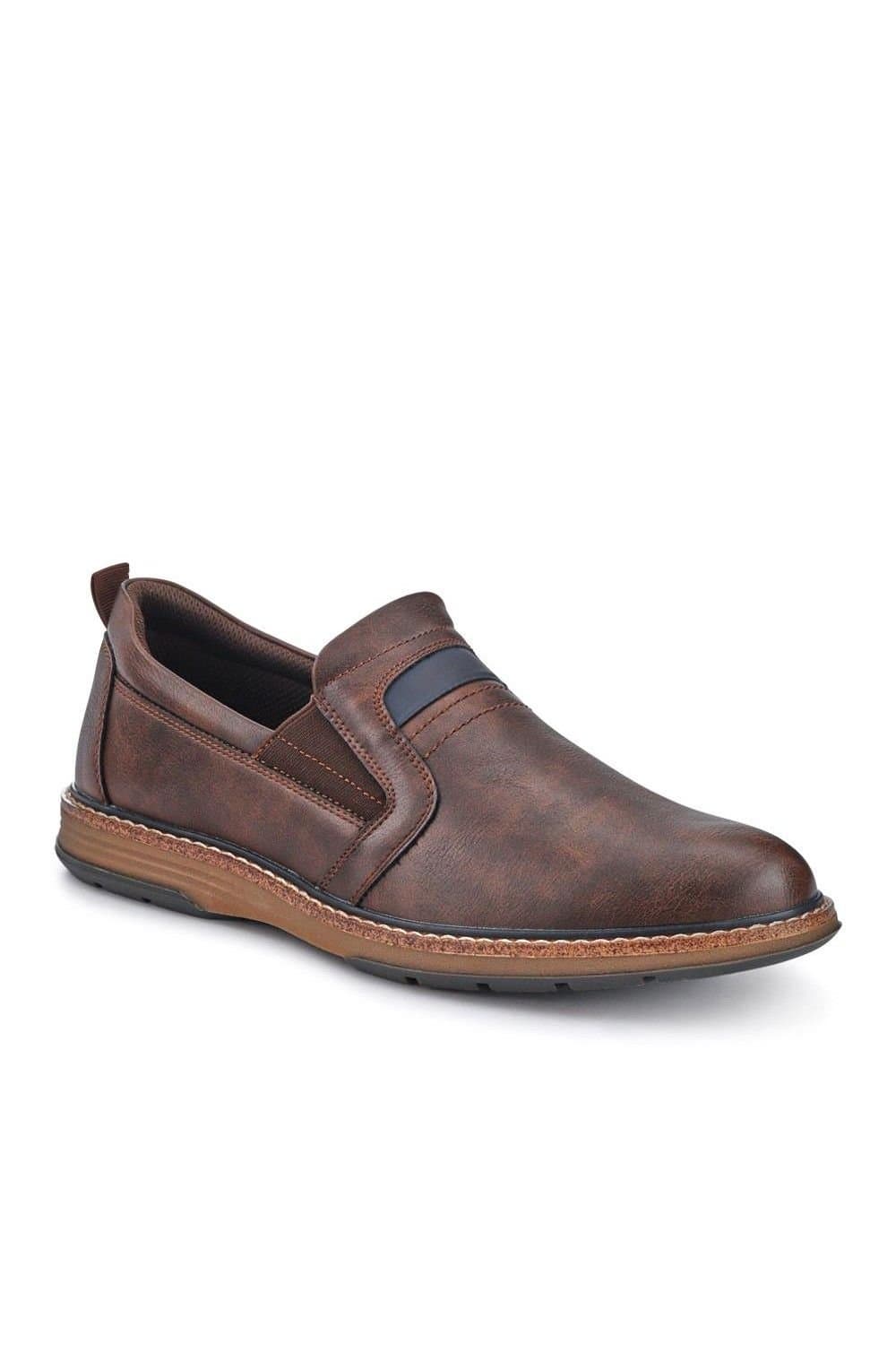 Pavers Pavers Men's Wide Fit Elasticated Slip-On Shoes in Dark Brown