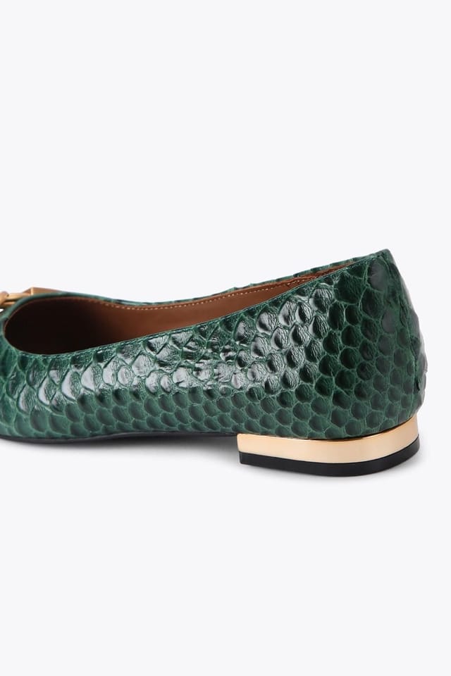 Kurt Geiger London Kurt Geiger London Women's 'Kingsley Pointed Flat' Snake Print Flats in Dark Green - 3