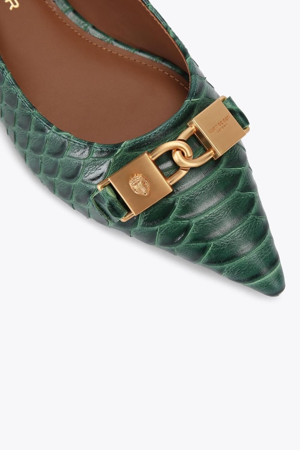 Kurt Geiger London Kurt Geiger London Women's 'Kingsley Pointed Flat' Snake Print Flats in Dark Green - 4