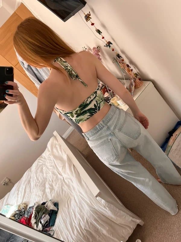 New Look Jungle leaf green halter neck tie up