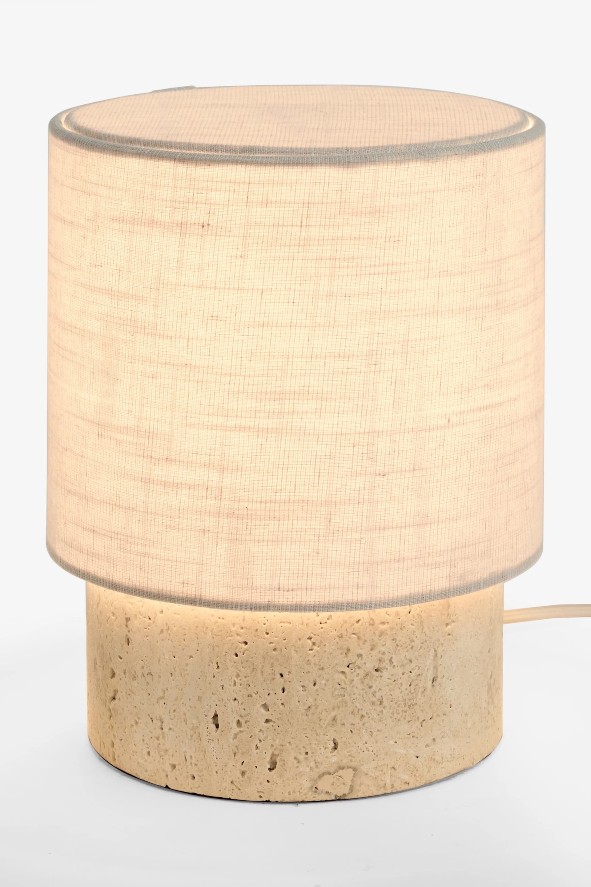 French Connection Travertine Cylinder Table Lamp Brown