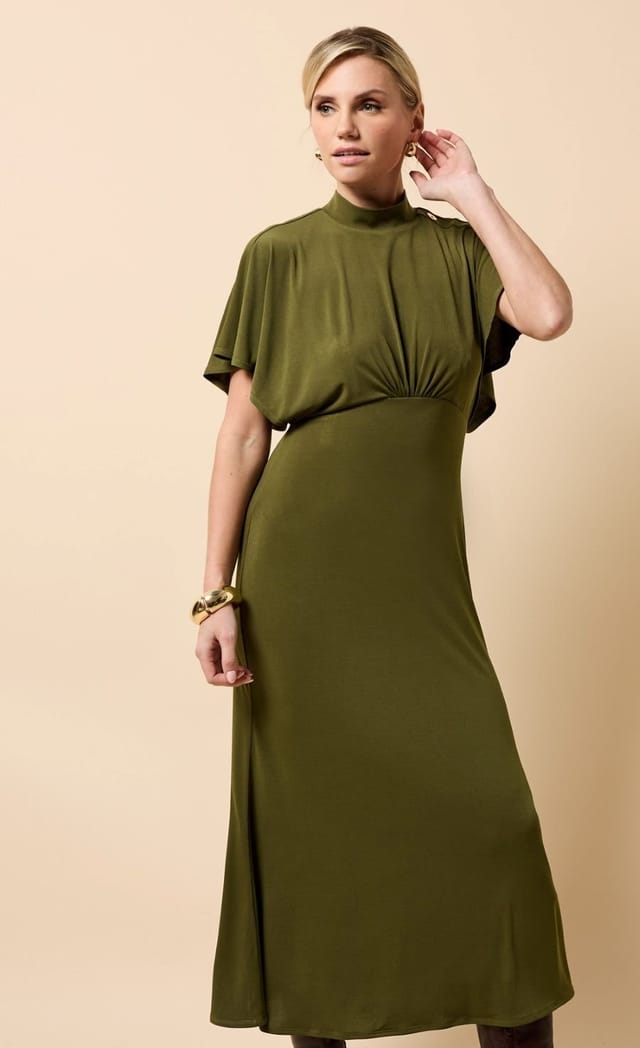 Little Mistress Little Mistress Women's Khaki Button Detail Midaxi Dress - 2