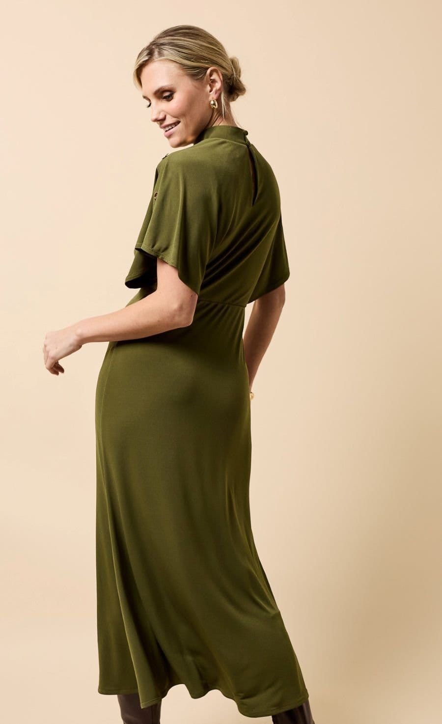 Little Mistress Little Mistress Women's Khaki Button Detail Midaxi Dress - 4