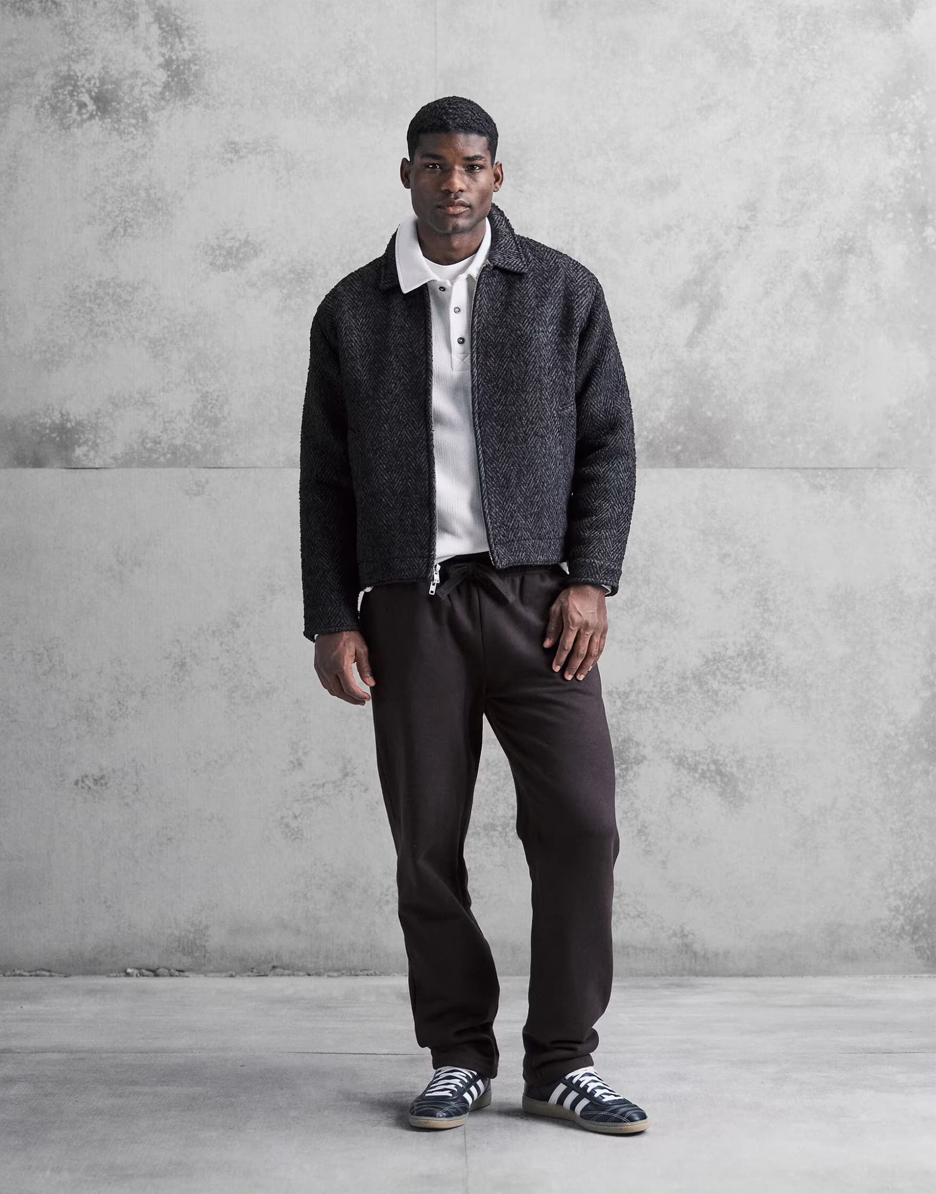 ASOS Abercrombie & Fitch wool blend herringbone jacket in dark brown