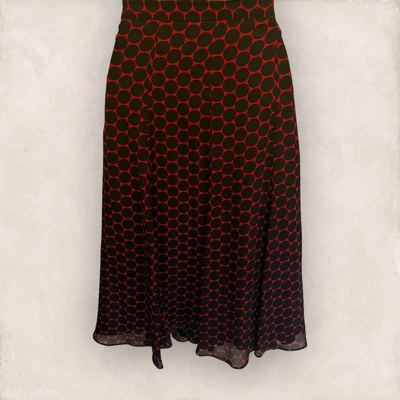 Hobbs Hobbs Womens Black & Red Silk Polka Dot Flared Skirt UK 8