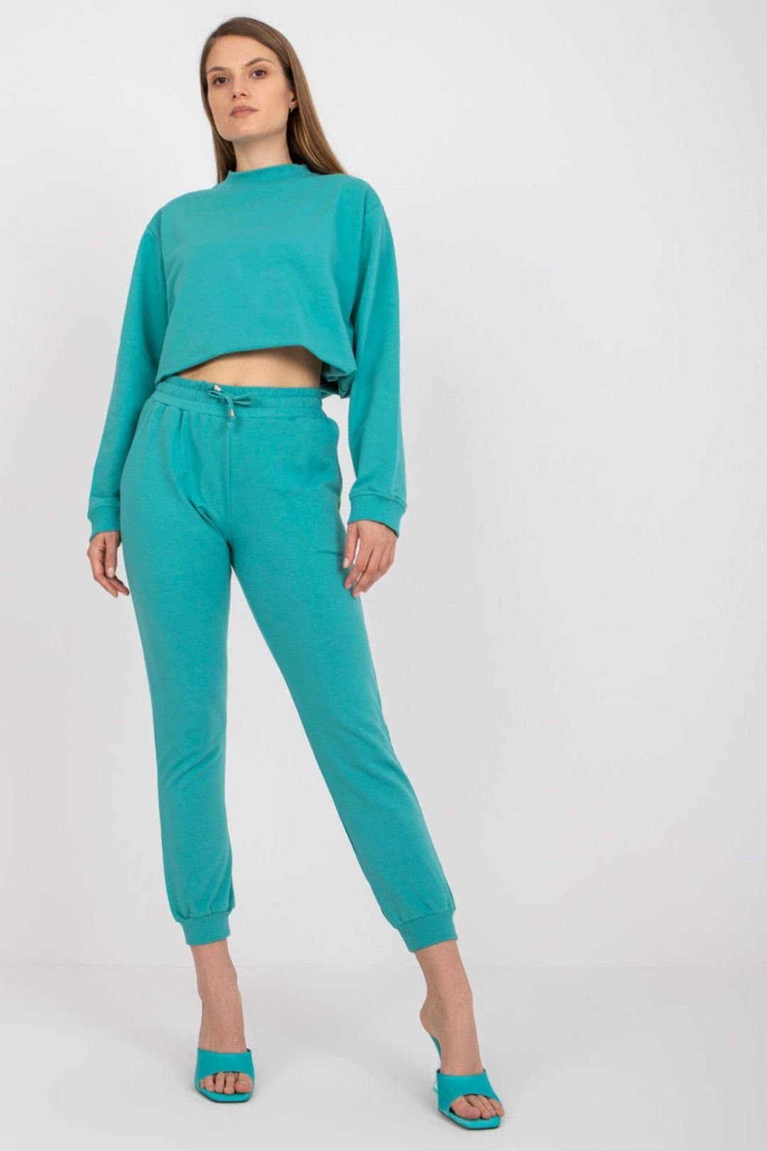 Love Lace Love Lace Women's High Waisted Tie Waist Sweatpants with Pockets in Teal