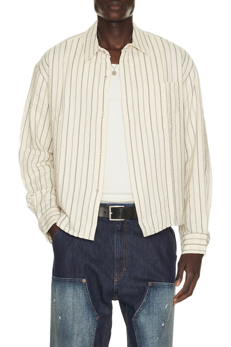 revolve Porto Herringbone Stripe Long Sleeve Shirt