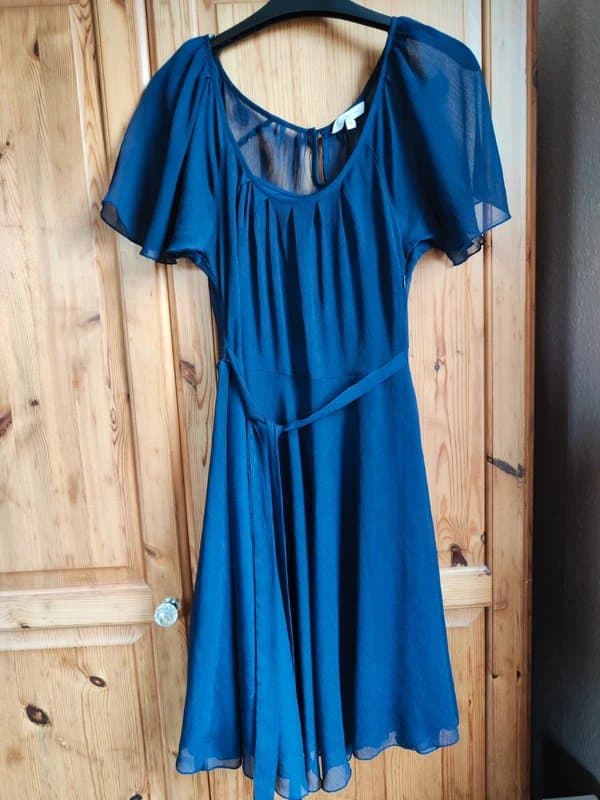 New Look Chiffon navy belted dress