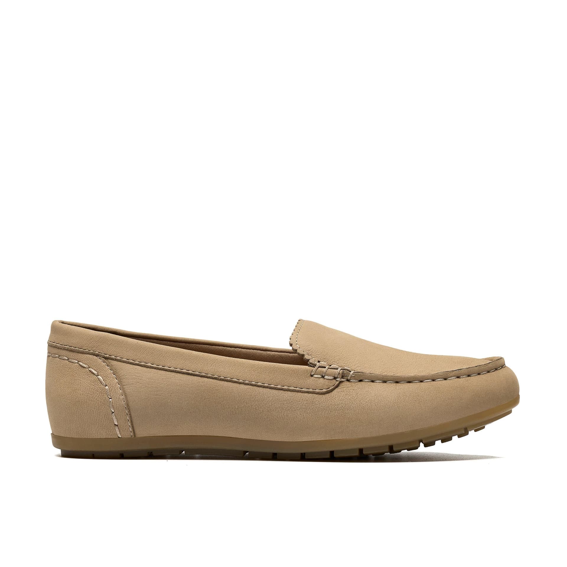 Clarks Clarks Women's Elliotte Step Taupe Nubuck Loafers, Slip Ons, Moccasins in Beige