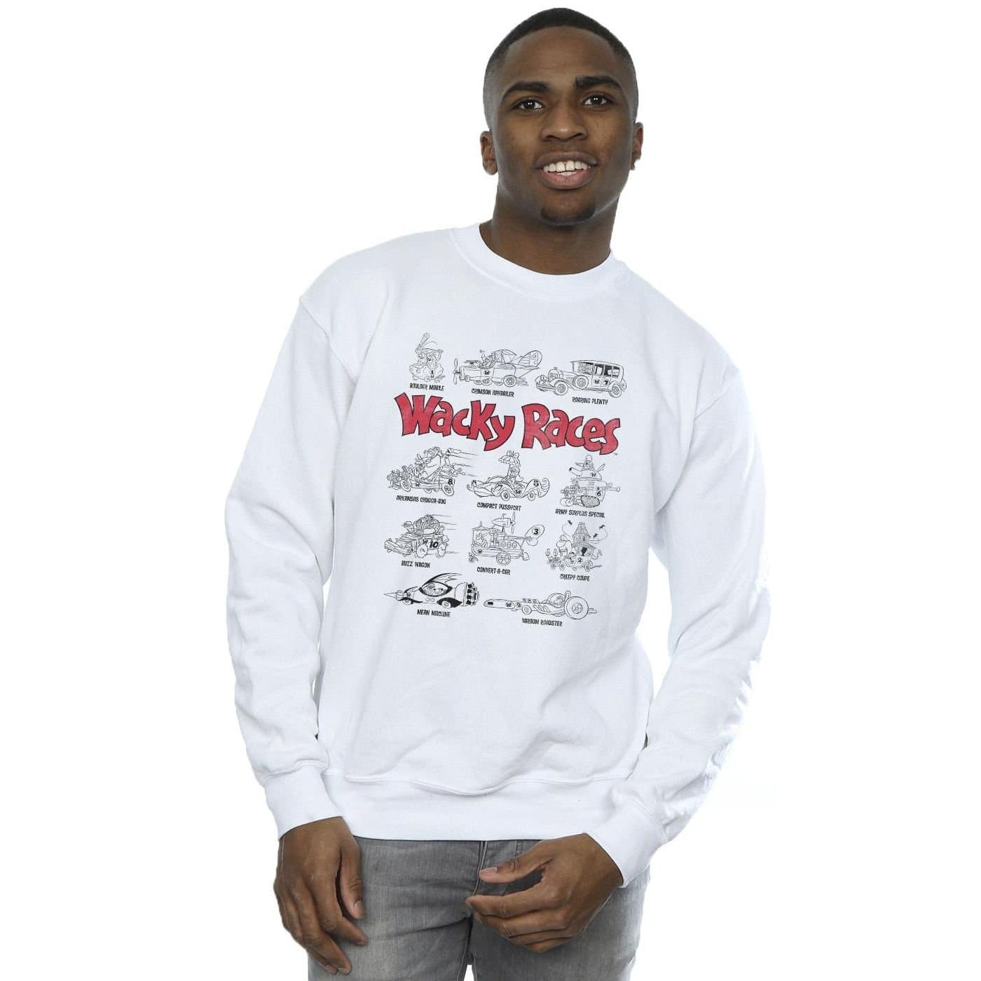 Wacky Races Wacky Races Men's Car Lineup Sweatshirt in White