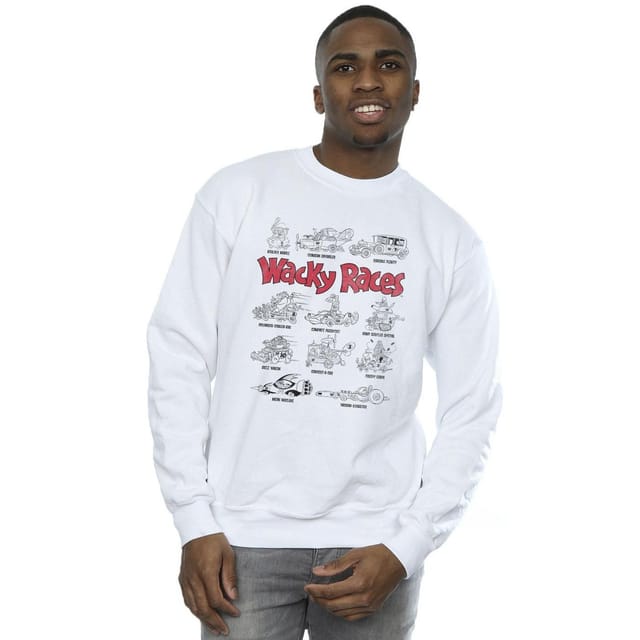 Wacky Races Wacky Races Men's Car Lineup Sweatshirt in White - 2