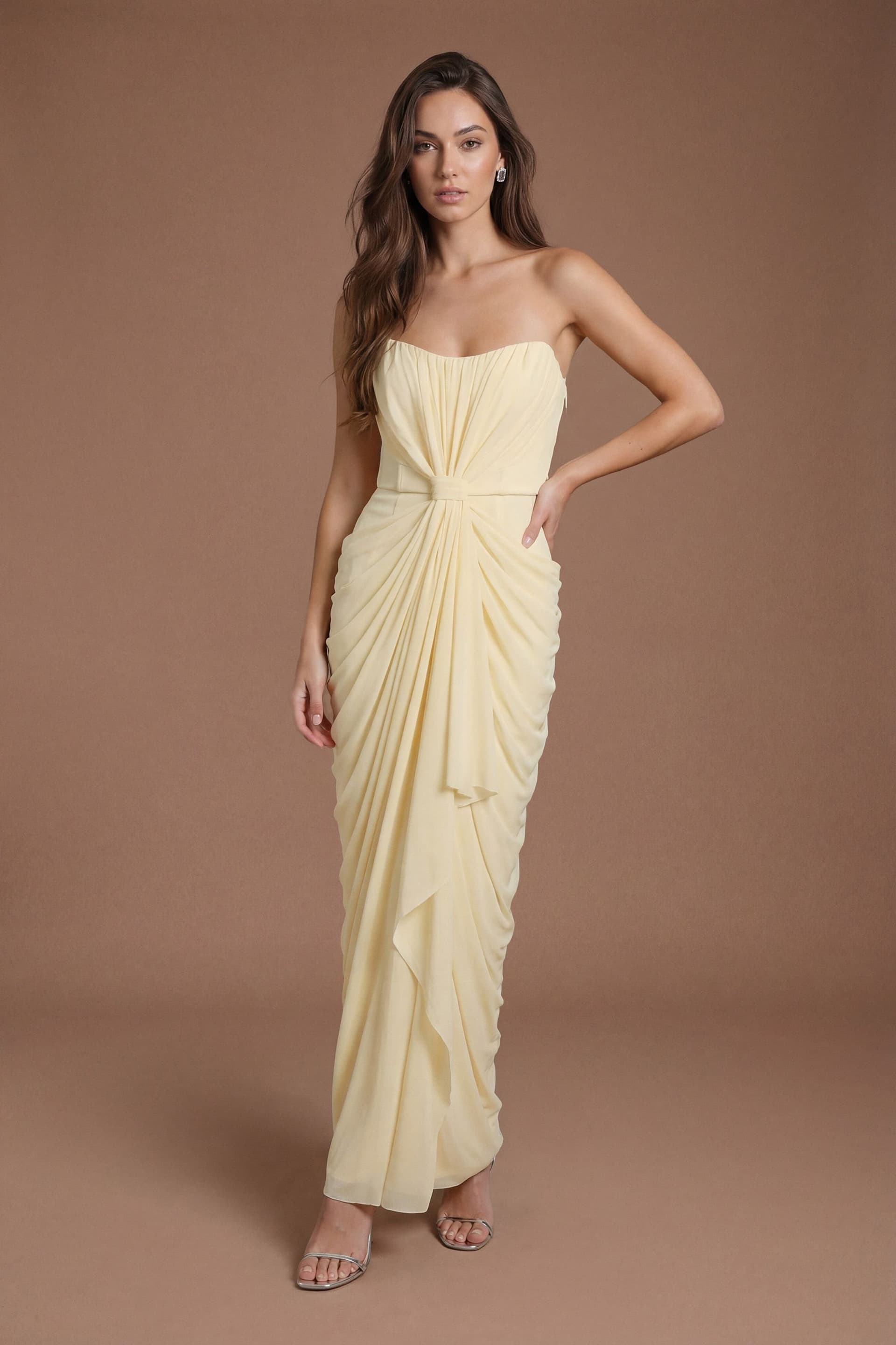 Coast Coast Women's Corset Detail Contour Collective Bridesmaid Dress in Lemon