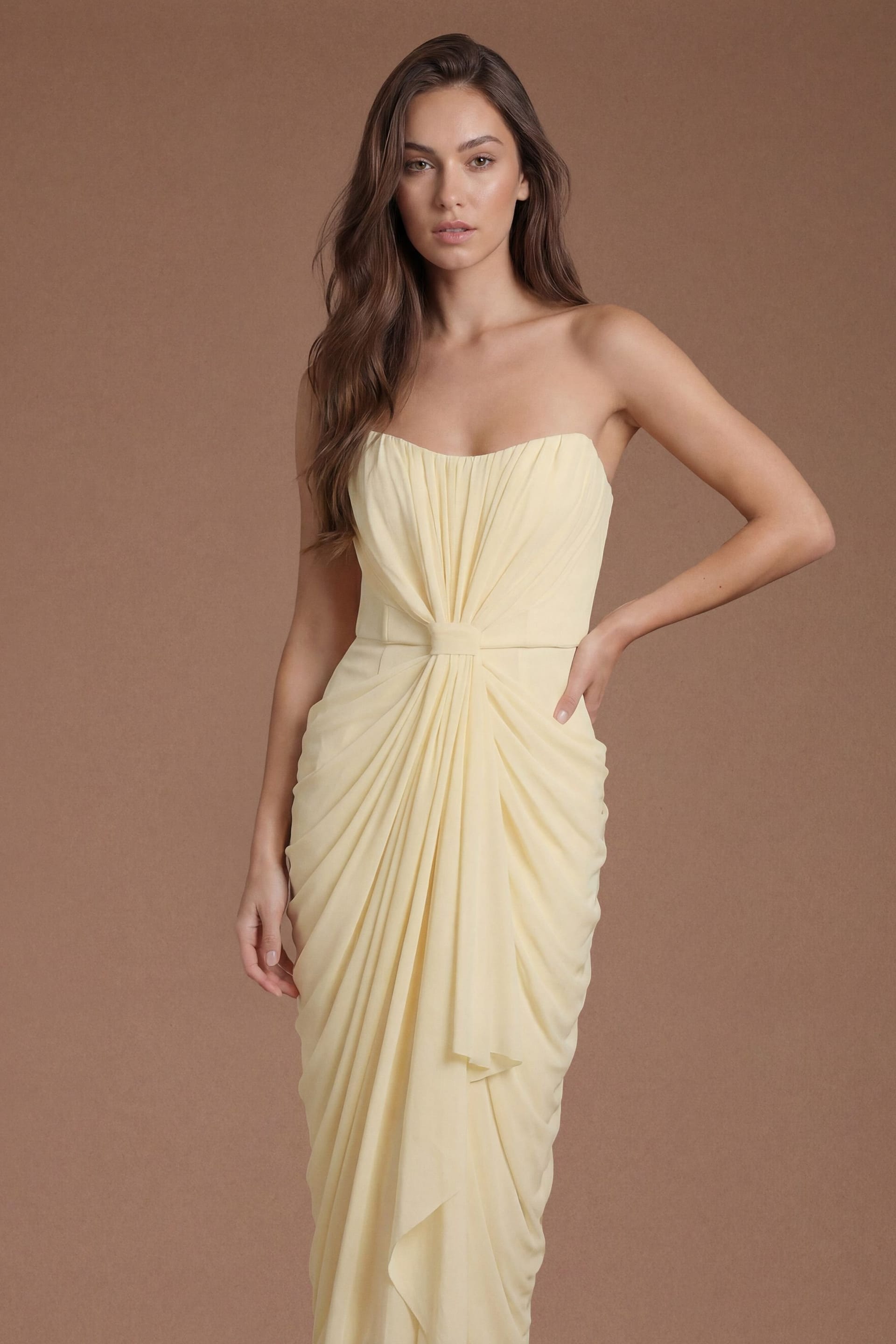 Coast Coast Women's Corset Detail Contour Collective Bridesmaid Dress in Lemon - 4