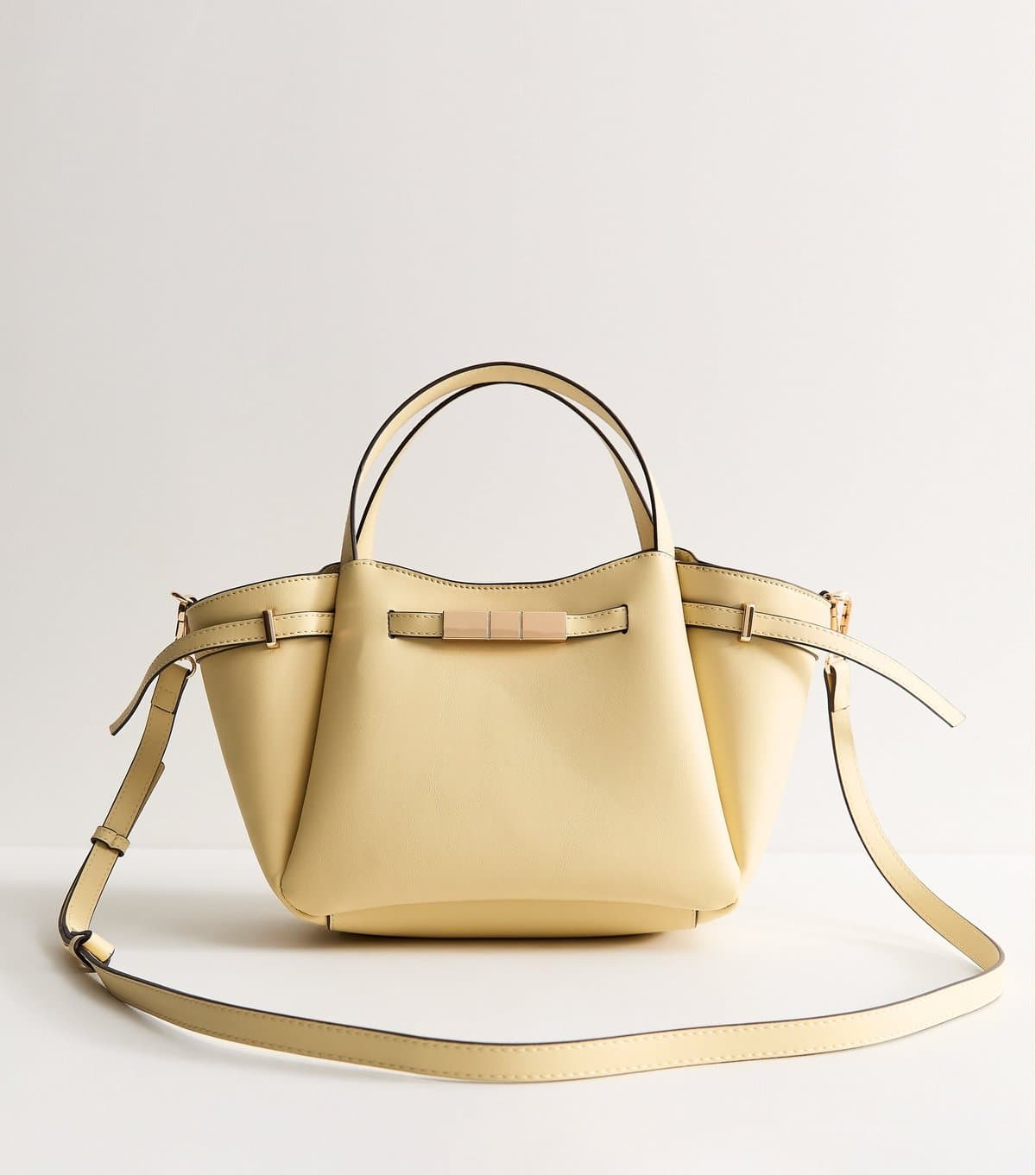 New Look New Look Light Yellow Belted Mini Wing Tote Bag Vegan