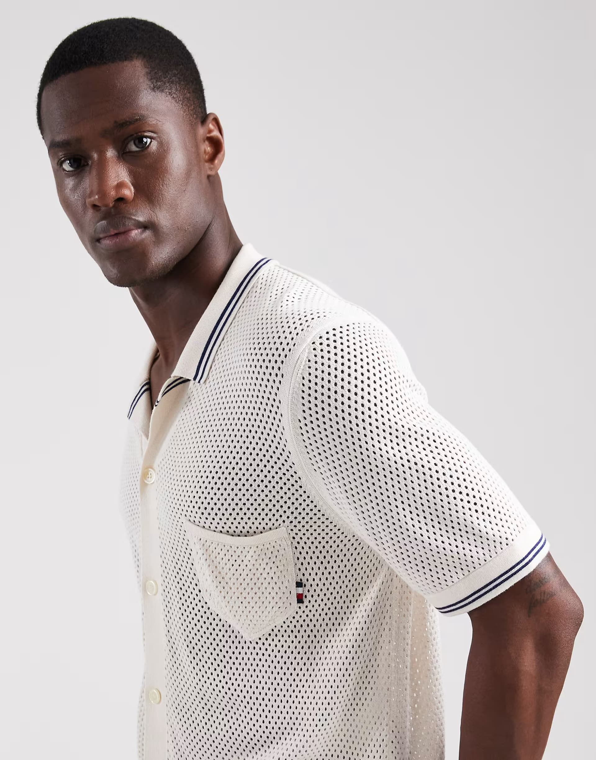 ASOS Tommy Hilfiger open knit shirt in ivory