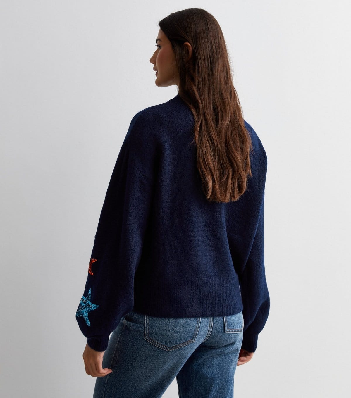 Sunshine Soul Women's Navy Sequin Star Knit Jumper Sunshine Soul New Look - 4