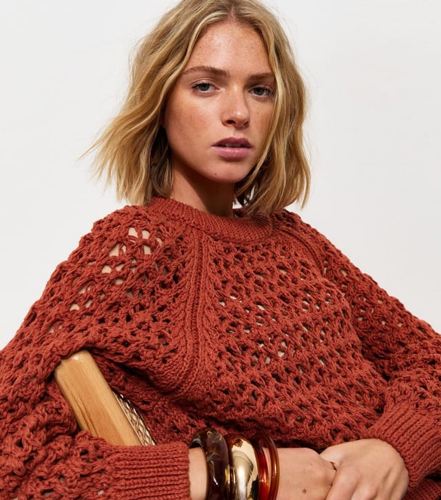 New Look Women's Rust Open Knit Jumper New Look - 3