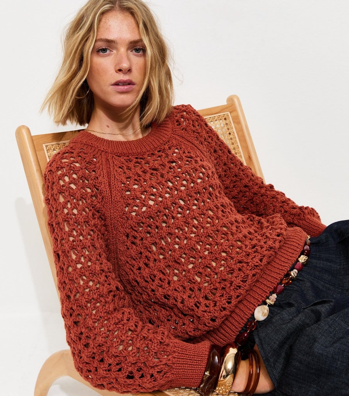 New Look Women's Rust Open Knit Jumper New Look - 4