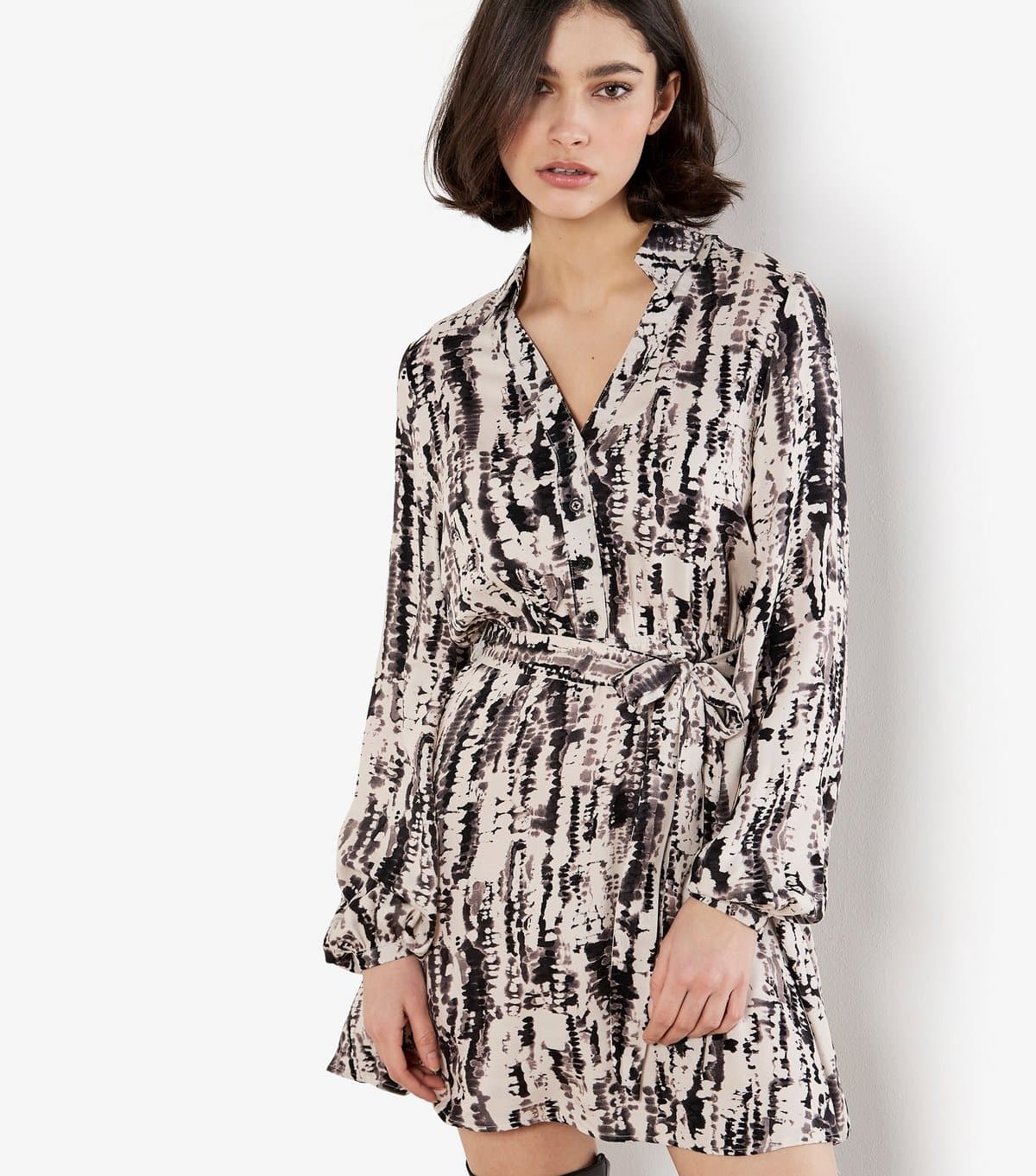 Apricot Women's Stone Tie Dye Print Mini Shirt Dress Apricot New Look