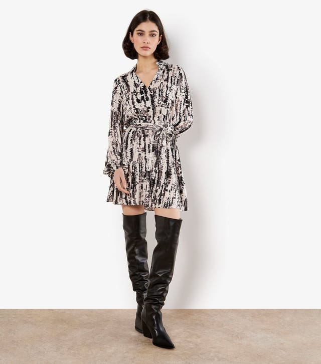 Apricot Women's Stone Tie Dye Print Mini Shirt Dress Apricot New Look - 2