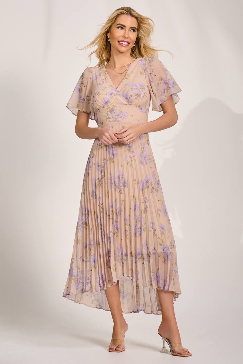 Jolie Moi Jolie Moi Women's Chiffon Pleated Maxi Dress - 4