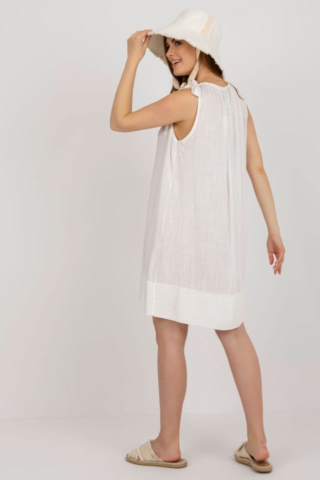 Love Lace Love Lace Women's Summer Loose Fit Dress With Tied Straps in White - 2