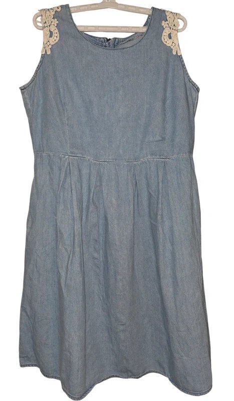 ASOS Blue Denim Pinafore Dress Size 20 - 1