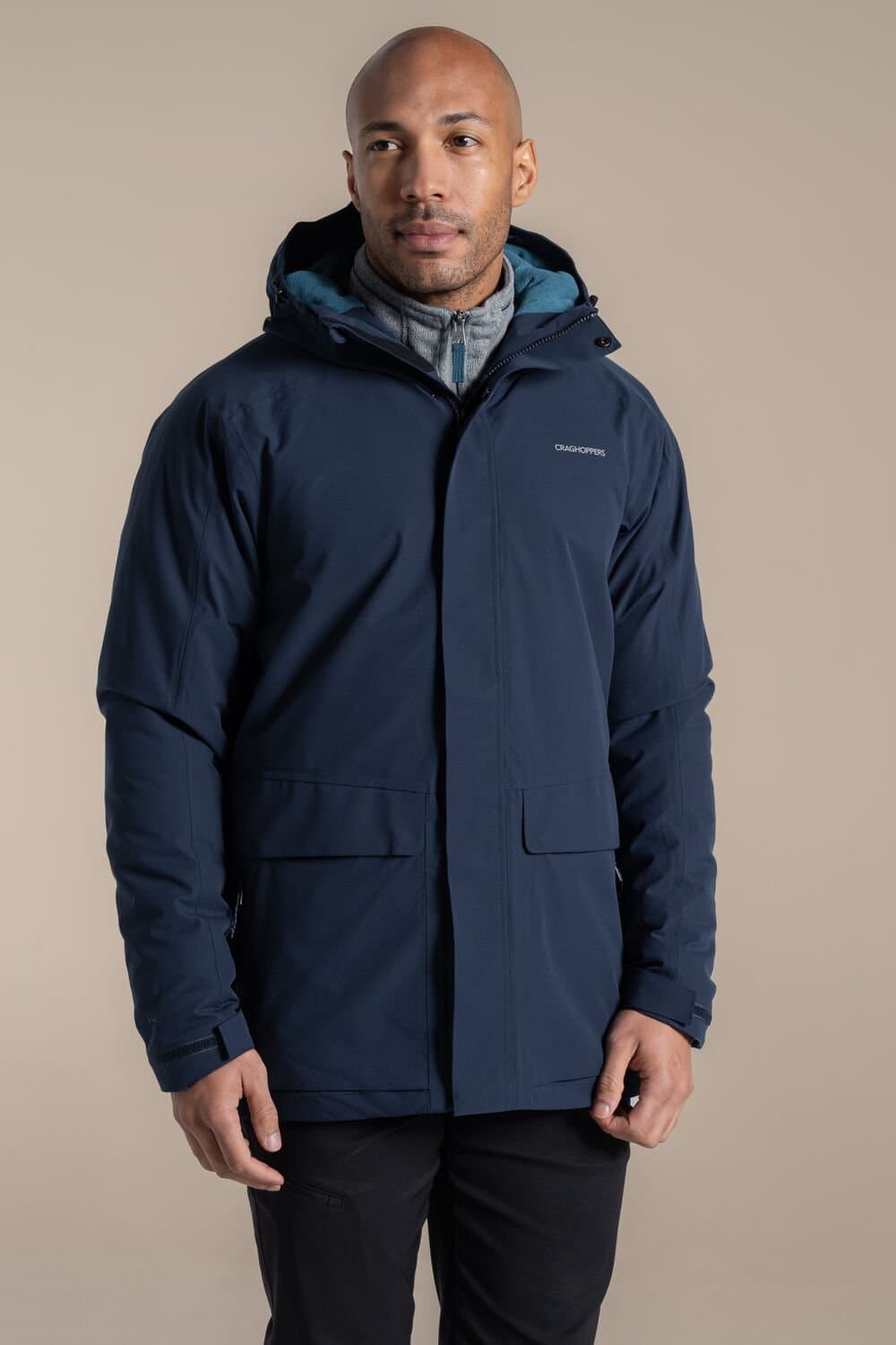 Craghoppers Craghoppers Men's Lorton Thermic Hooded Waterproof Breathable Padded Jacket in Dark Navy