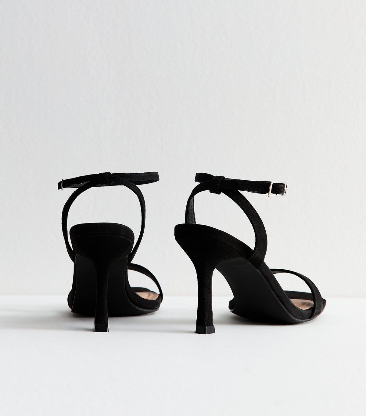 New Look Women's Black Faux Suede Square Toe Stiletto Sandals New Look - 4