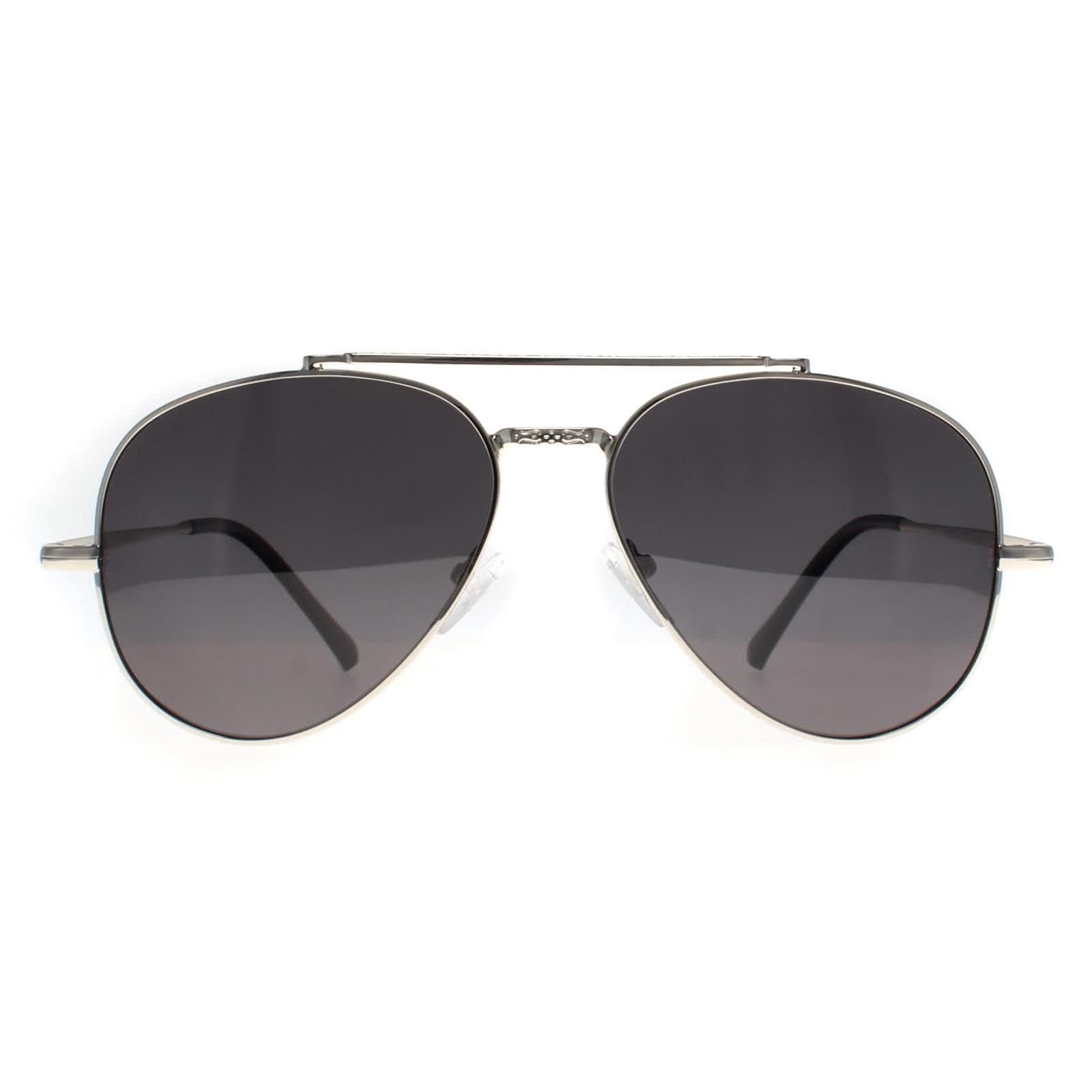 montana montana Men's Aviator Shiny Silver Smoke Grey Polarized MP185