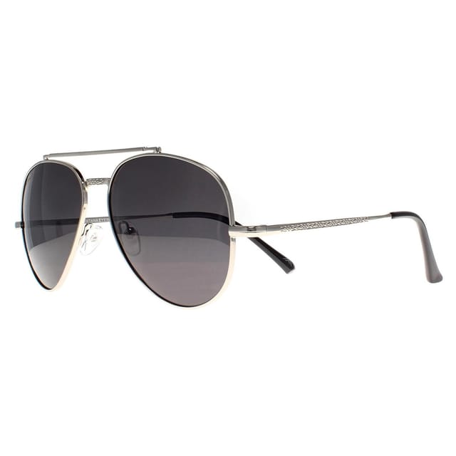 montana montana Men's Aviator Shiny Silver Smoke Grey Polarized MP185 - 2
