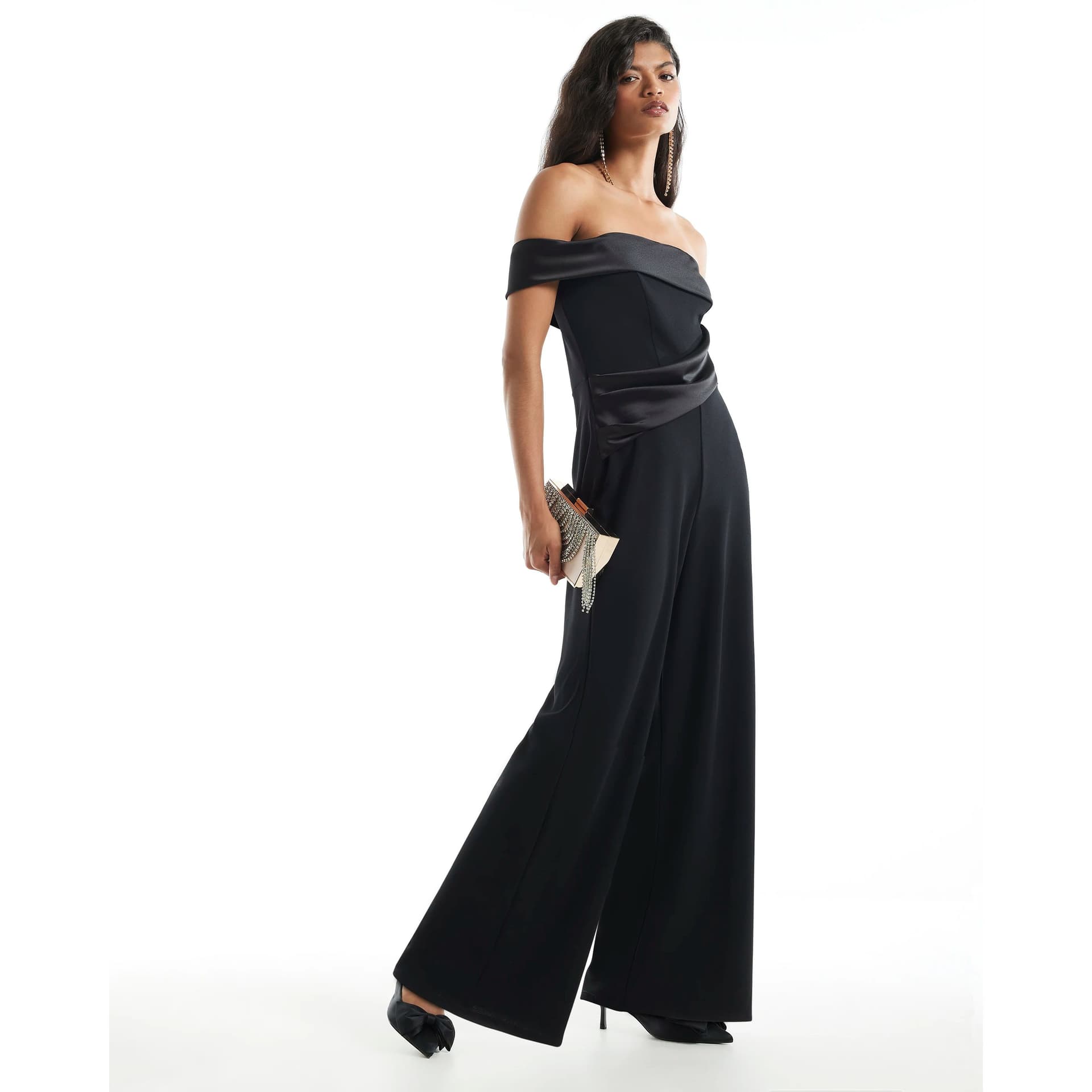 River Island River Island Womens Black Satin Hybrid Jumpsuit