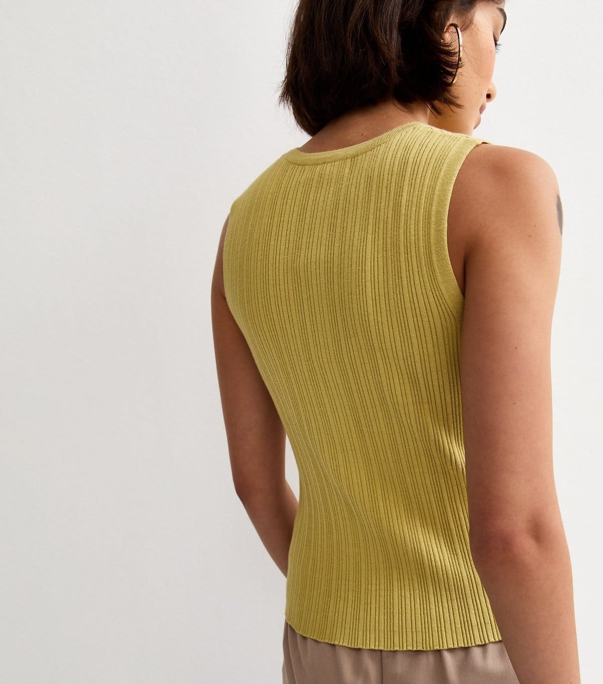 New Look Women's Green Lightweight Rib Button Vest Top New Look - 4