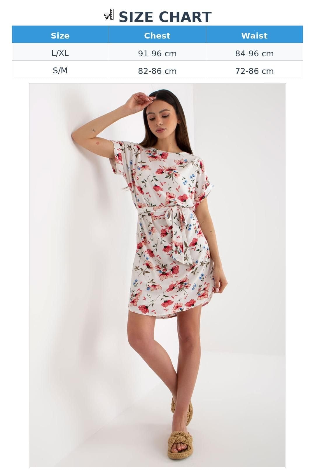 Love Lace Love Lace Women's Summer Floral Tie Waist Short Sleeve Dress in White - 4