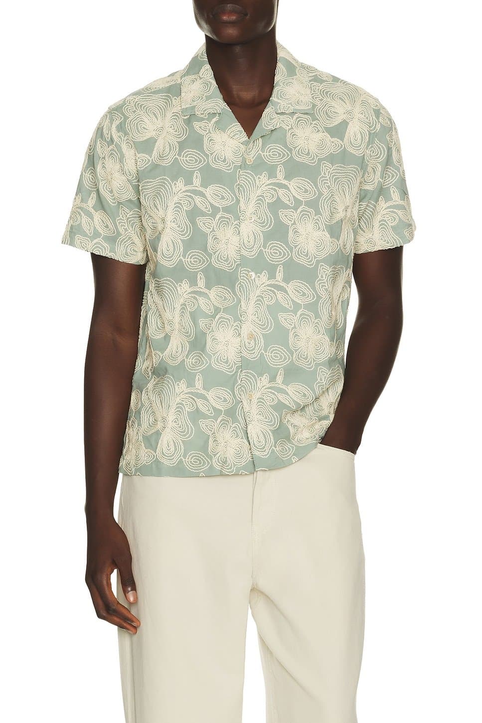 revolve Revolve Floral Rope Jade Camp Collared Shirt