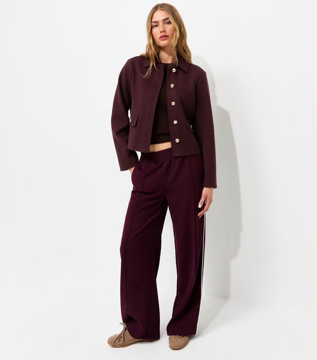 New Look Women's Dark Burgundy Button Front Collared Shacket New Look - 3