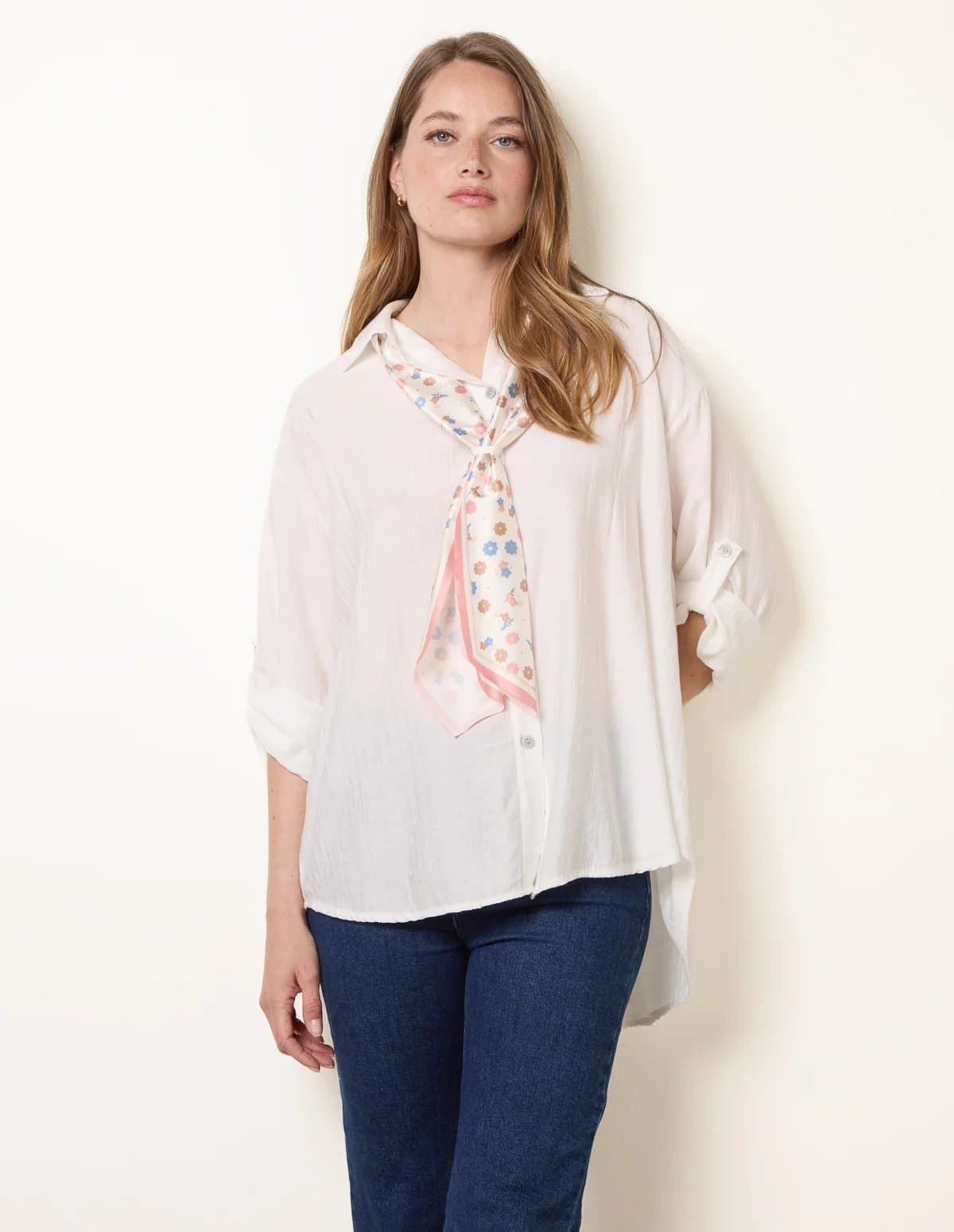 Blue Vanilla Scarf Viscose Crinkle Shirt