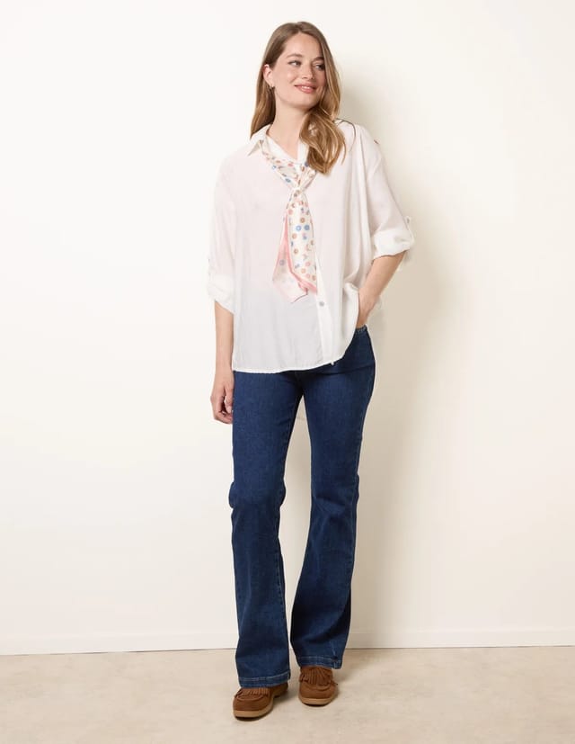 Blue Vanilla Scarf Viscose Crinkle Shirt - 2