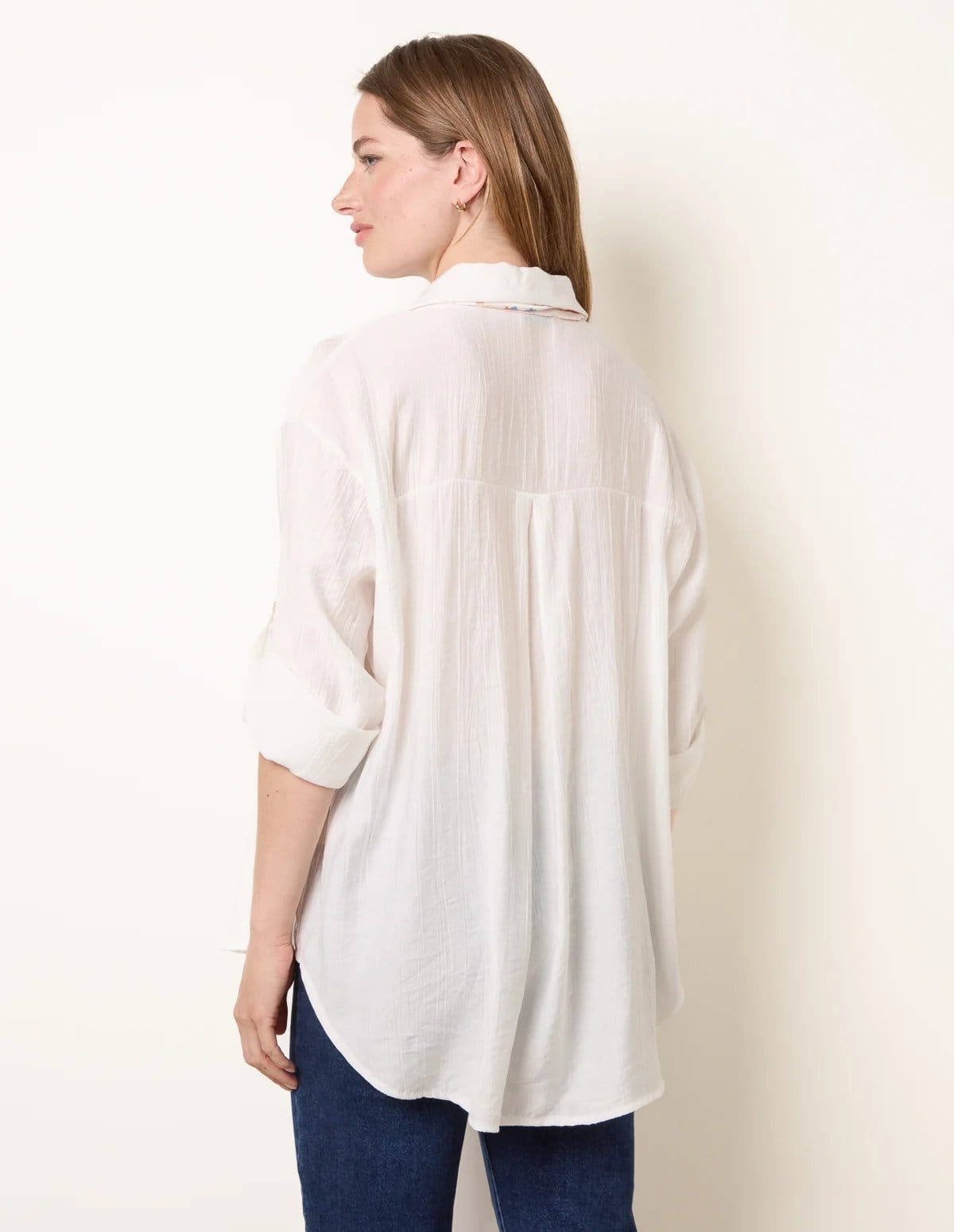 Blue Vanilla Scarf Viscose Crinkle Shirt - 4