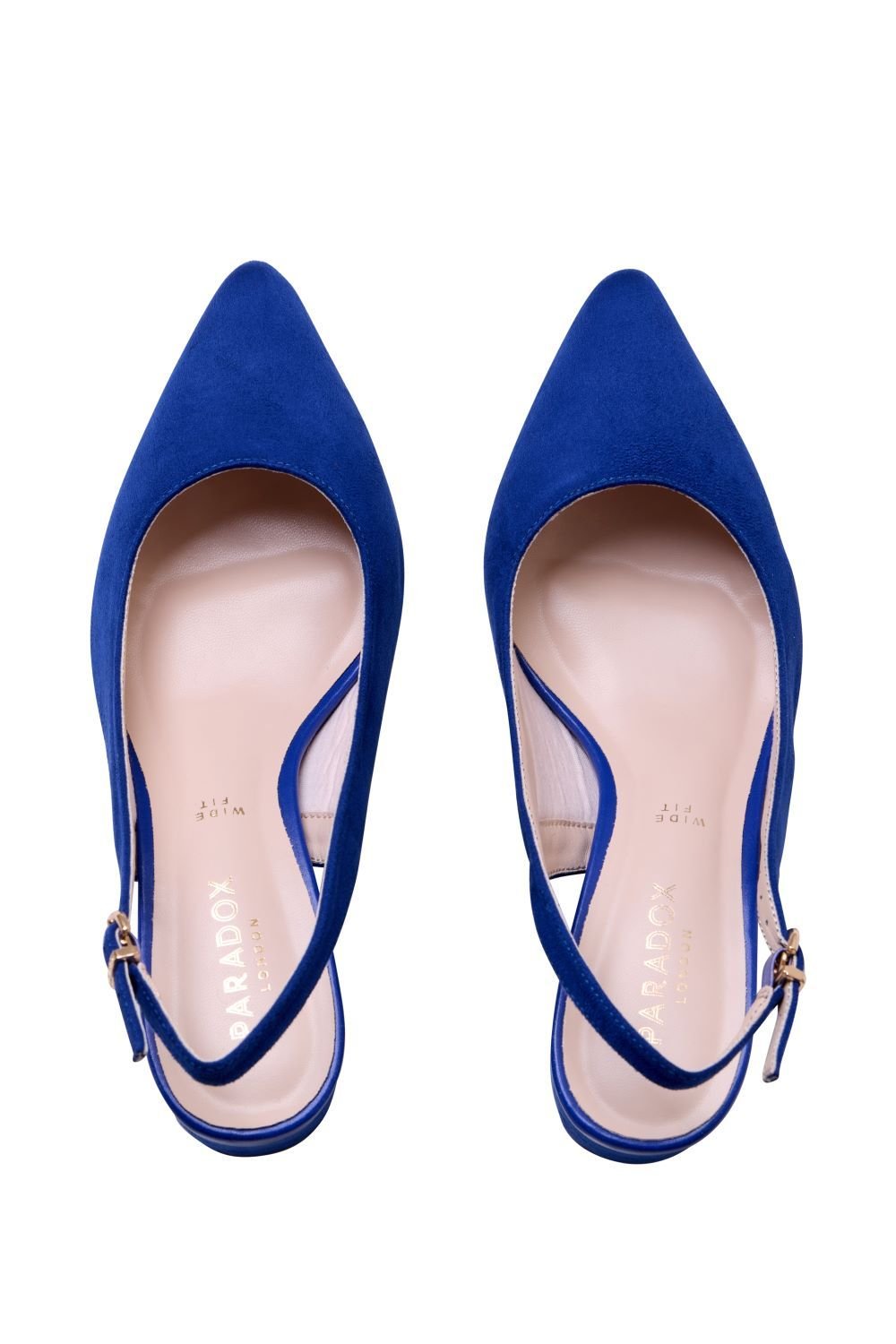 Paradox London Paradox London Women's Wide Fit 'Flynn' Mid Block Heel Sling Back Court Shoes in Blue - 3