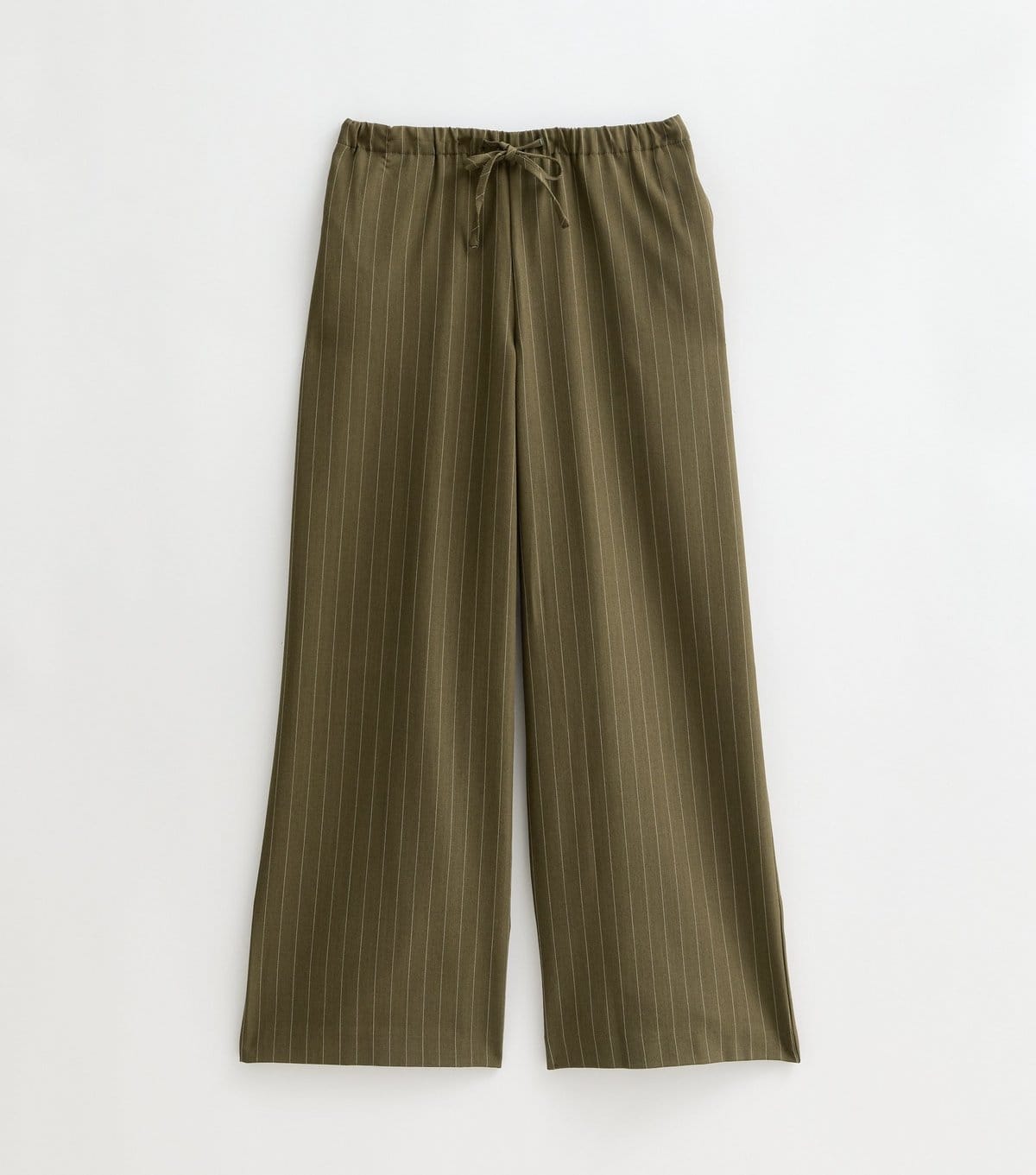 New Look Green Woven Pinstripe Wide Leg Tailored Trousers