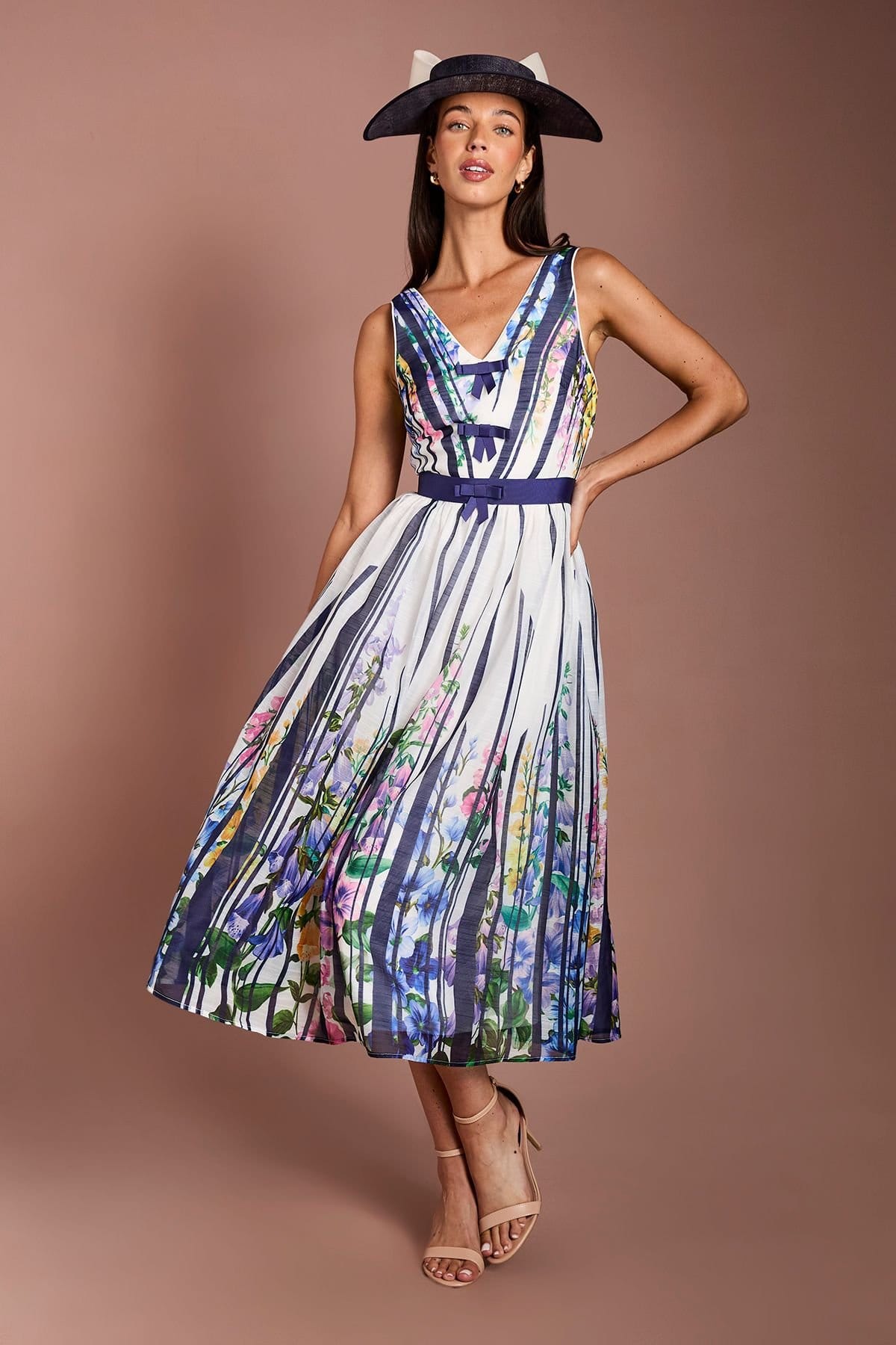 Coast Navy Floral Organza Midi Dress