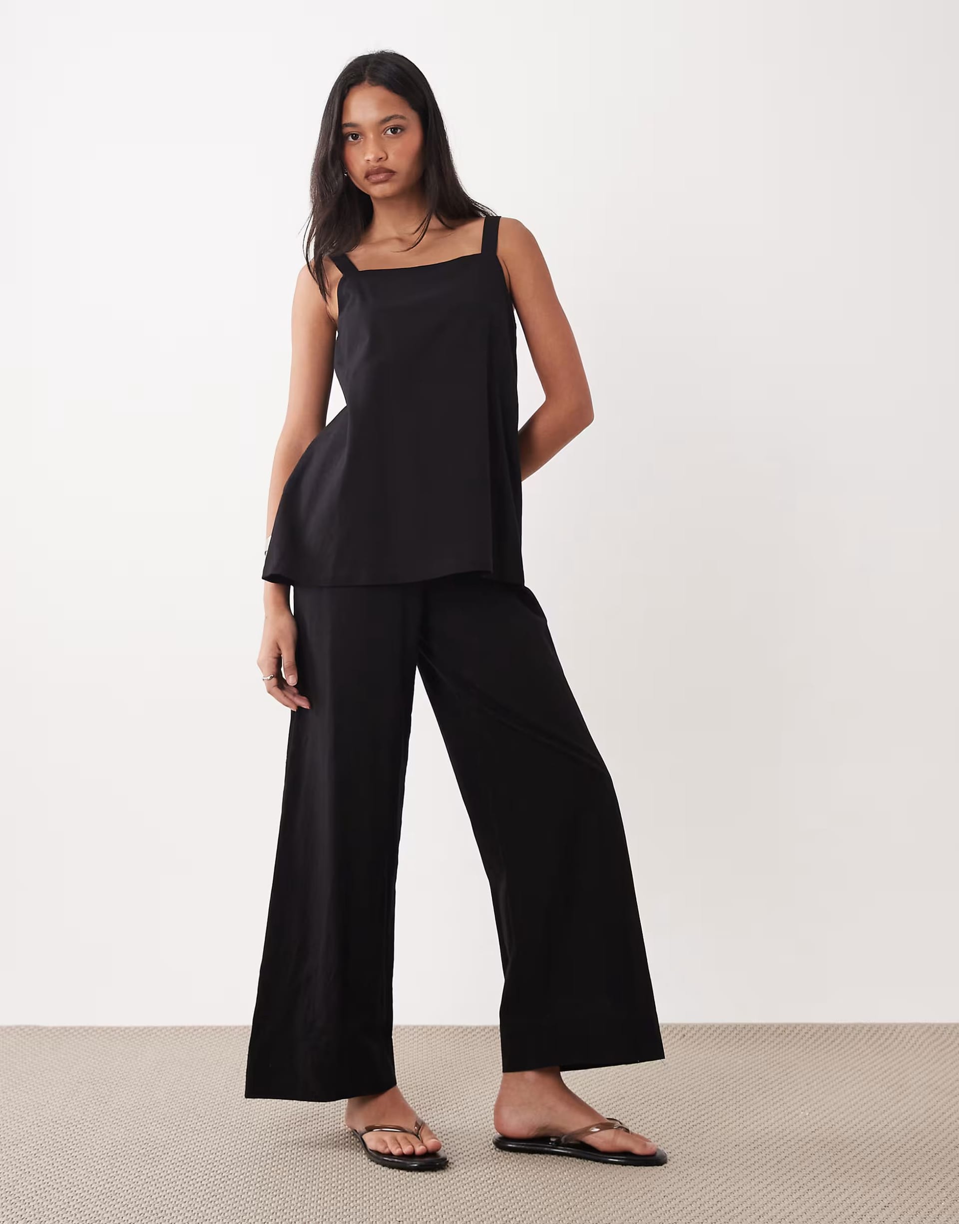 ASOS DESIGN Black Double Layer Cami Jumpsuit
